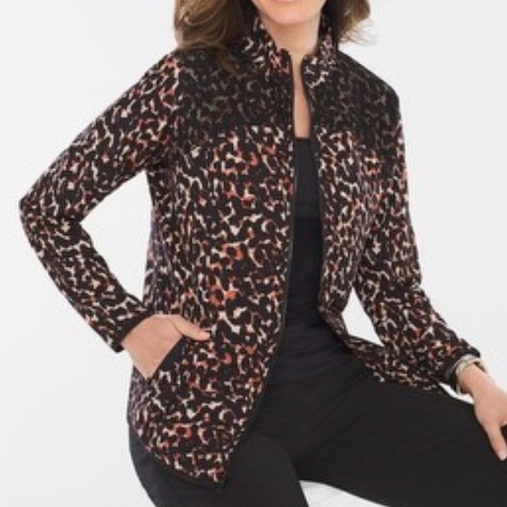 New Chico’s Neema animal print jacket/ windbreaker size 2